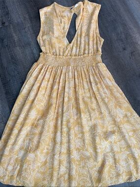 Roxy Yellow Floral Keyhole Dress